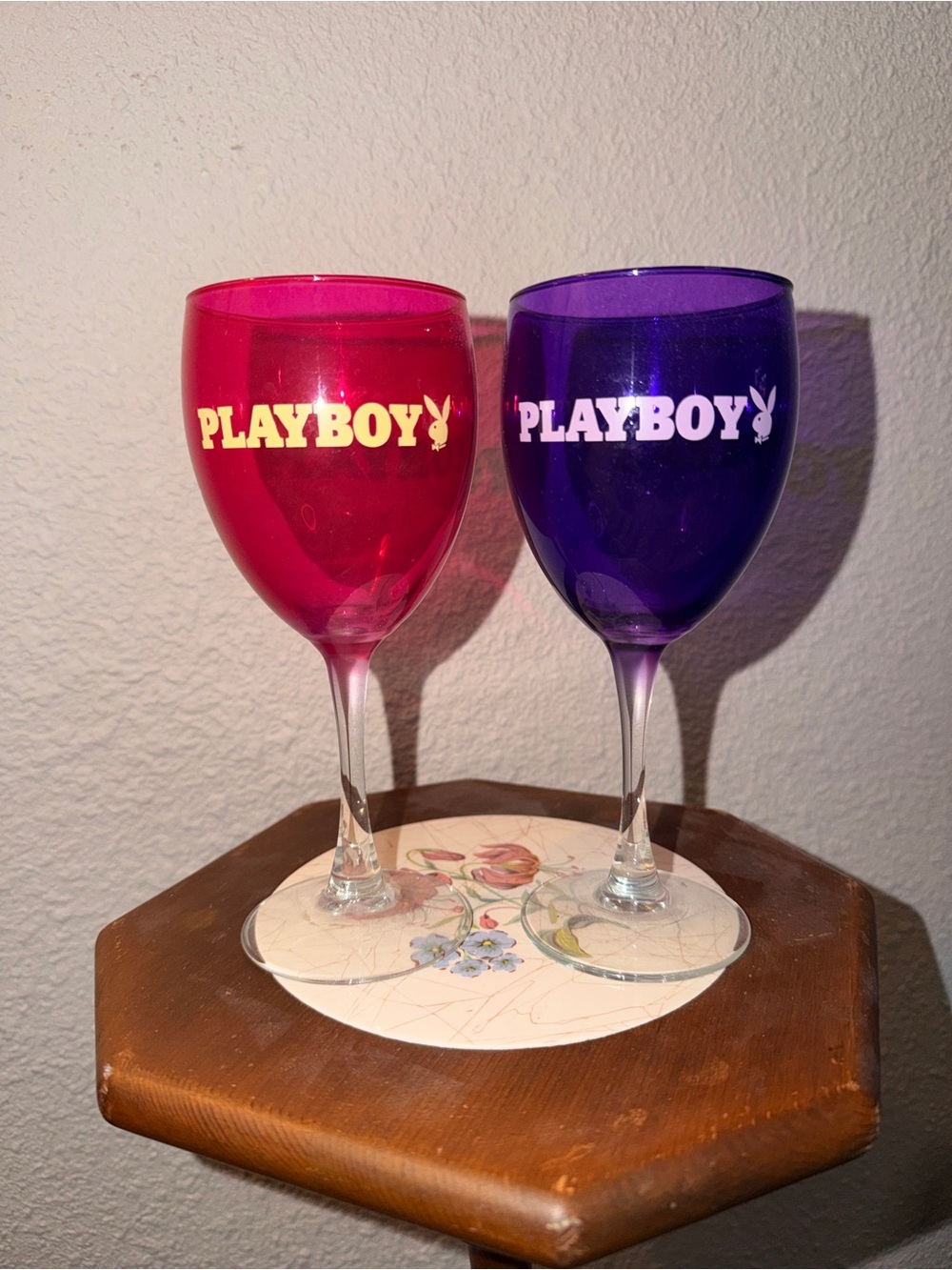 PLAYBOY Pink and Purple Acrylic Wine Glasses - Set of 2